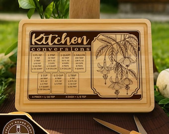 Kitchen Conversions Cutting Board SVG File: Laser Engraving Design (Digital Download)