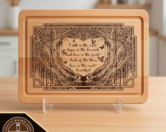 Archivo SVG de tabla de cortar "Fe, Esperanza y Amor": Diseño de grabado láser (descarga digital)