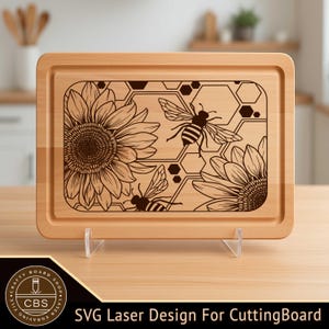 SunFlower Cutting Board SVG file, SunFlower Charcuterie Board For Laser Engraving, SVG Laser File.