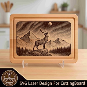 Deer Cutting Board SVG File, Deer Charcuterie Board For Laser Engraving, SVG Laser File.