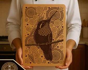 Hummingbird Cutting Board SVG Laser File (Digital Download)