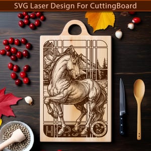 Horse Cutting Board SVG File,Horse Charcuterie Board For Laser Engraving, SVG Laser File.