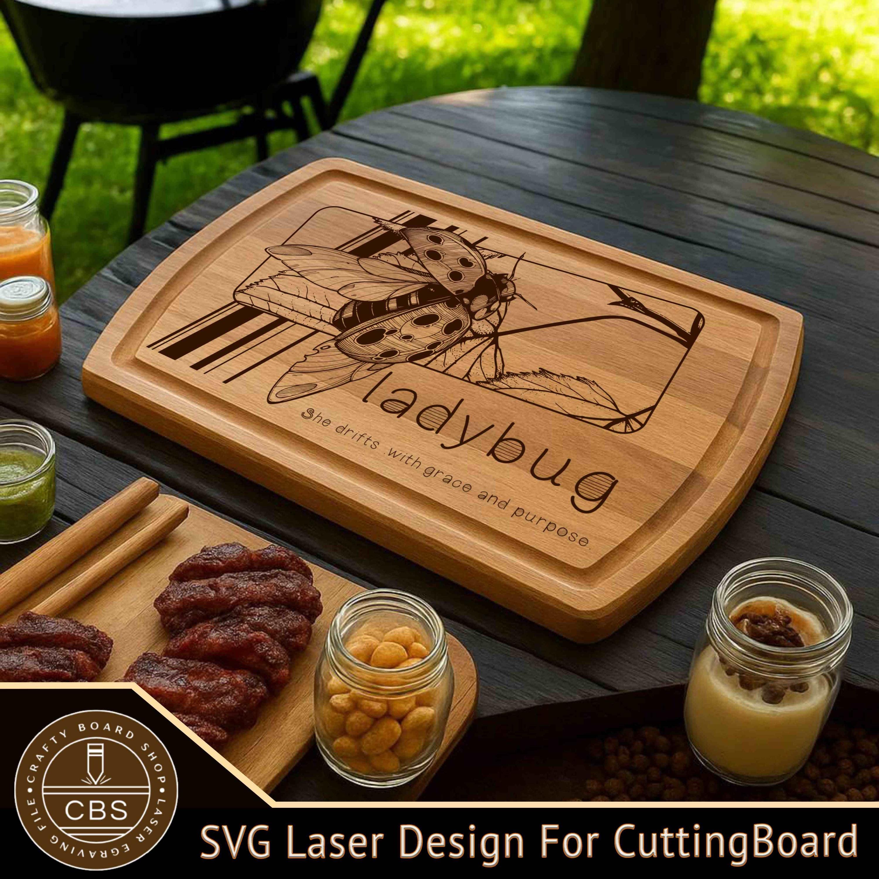 Ladybug Cutting Board SVG File: Laser Engraving Design (digital ...