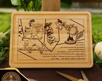 Dreaming Chicken Cutting Board SVG File: Laser Engraving Design (Digital Download)