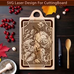 Pumpkin Cutting Board SVG File, Pumpkin Charcuterie Board For Laser Engraving, SVG Laser File.