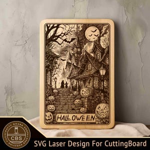 Halloween Cutting Board SVG File, Halloween Charcuterie Board For Laser Engraving, SVG Laser File.