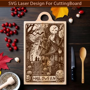Halloween Cutting Board SVG File, Halloween Charcuterie Board For Laser Engraving, SVG Laser File.