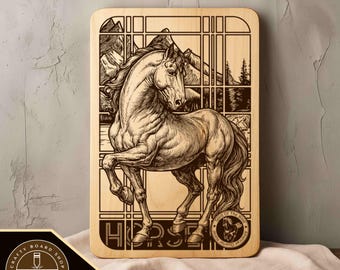 Archivo SVG de tabla de cortar de caballo: Diseño de grabado láser (descarga digital)