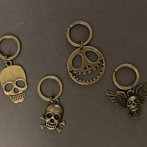 Antike Bronze Schädel Reißverschluss Zieht/Schlüsselanhänger - 4er-Set