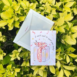 Cartão de chá de bebê plantável com sementes de amor-perfeito | Cartão ecológico de flores silvestres biodegradáveis | Presente sustentável feito à mão
