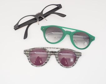 Óculos de sol Swatch Eyes vintage dos anos 90 com 2 designs - Aviador Verde e Aviador Script