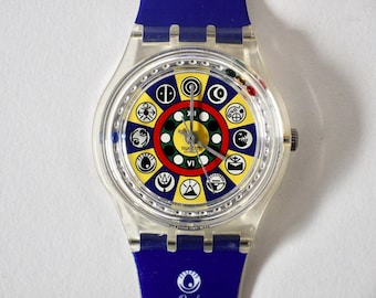 Rare Vintage Swatch Watch Spaceguy Stripp Scuba 200 Swiss