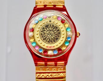 Relógio Swatch Christian Lacroix (Xian LaX) de Natal de 1994, nunca usado, em perfeito estado, e camiseta.