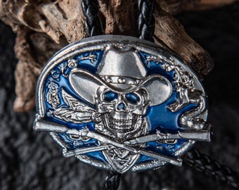 Handcrafted Silver-Toned Cowboy Skull Bolo Tie: Western Party Accessory