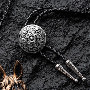 Bolo Tie, Satin Gold Bolo Tie With Leather Cord, Wedding Bolo Tie, Men