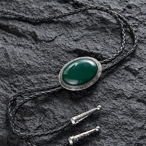 Bolo  Ties, Wedding Bolo Tie, Vintage-Inspired Bolo Tie with Elegant Green Stone, Party Accessories, Green Stone Bolo Tie, Gift for Him