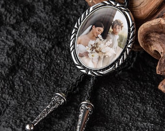 Benutzerdefinierte Foto-Bolo-Krawatte, Hochzeits-Bolo-Krawatte für Trauzeugen, Bolo-Krawatte mit Foto, personalisierte Geschenke, Party-Zubehör, Geburtstagsgeschenk