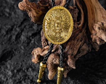 Vintage Gold Bolo Tie, Western Wedding Jewelry, Wedding Bolo Ties, Groomsmen's Jewelry, Cowboy Bolo Tie