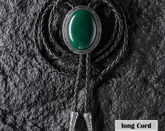 Corbata de bolo de boda, corbata de bolo de vaquero, corbata de bolo de inspiración vintage con elegante piedra verde, corbata de bolo con piedra verde, collar para hombre, regalo para él