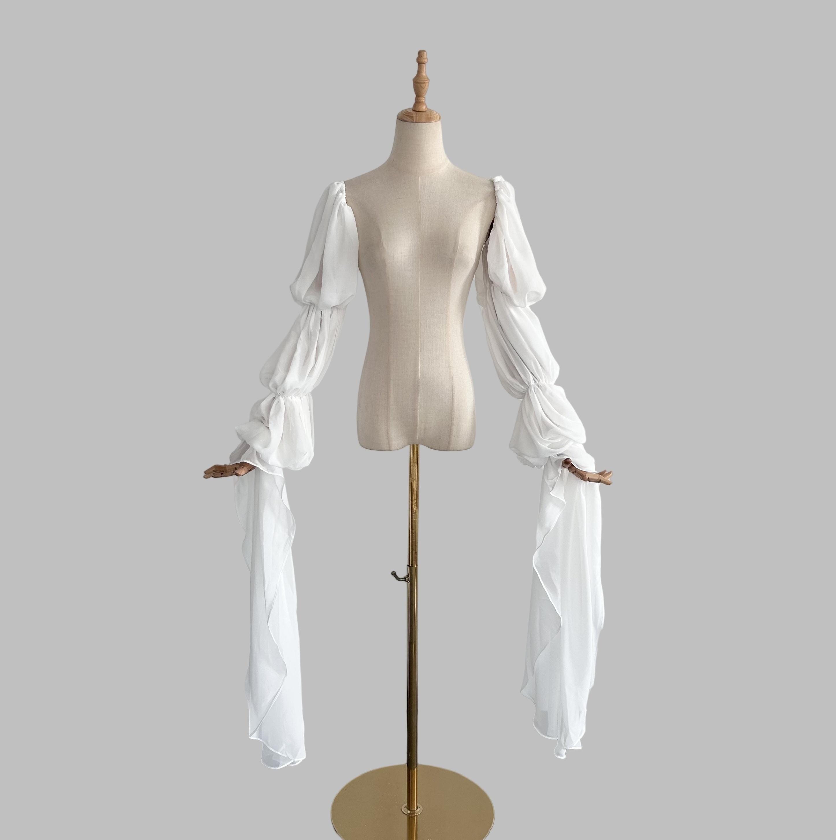 Flowing Chiffon Sleeves Detachable Bridal Sleeves, Long Wedding Sleeve, Light Ivory Chiffon Sleeves, Separates Sleeve, Elastic Sleeves