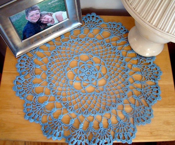 Robin's egg blue crocheted doily