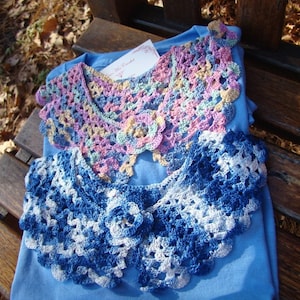 Peter Pan collar, handmade crochet collar, Easter color crochet collar, detachable collar, cotton crochet collar, removable collar