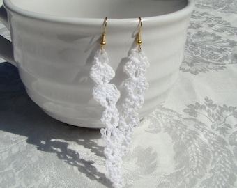 Snow white icicles crochet earrings