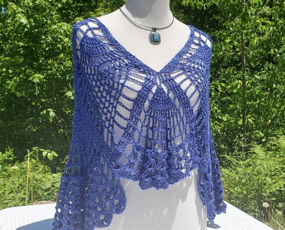 blue sapphire angel poncho, wedding shawl, bridesmaid accessories, summer shawl, pineapple wrap, red carpet fashion shawl, two-way wrap