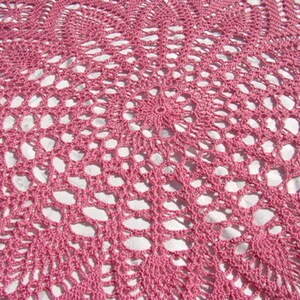 Crochet tablecloth, round tablecloth, handmade dining room table runner, pink tablecloth, crochet doily tablecloth, READY TO SHIP image 4