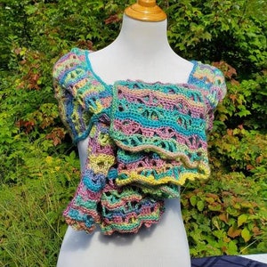 Easter shawl, crochet lace shawlette, rainbow shawl, Mothers Day caplet, bridesmaids shawl, country wedding shawl, oversize scarf,