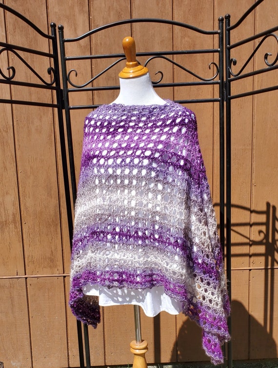 Purple rain poncho, beach coverup, summer bridesmaid poncho, country wedding accessories, fall fashion, Boho chic 70's poncho, READY TO SHIP