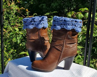 Crochet boot cuffs, royal blue ankle warmers, handmade boot warmers, boot socks, boot accessories, fall fashion