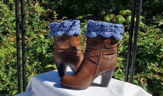 Crochet boot cuffs, royal blue ankle warmers, handmade boot warmers, boot socks, boot accessories, fall fashion
