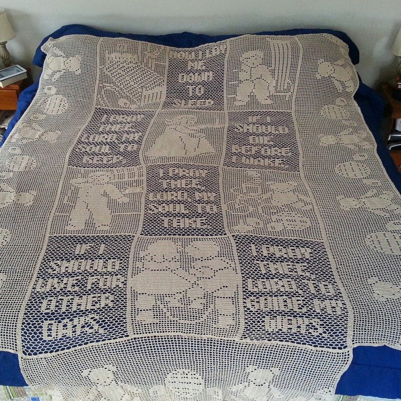 Crochet King Size Bedspread Children's Bedroom Decor Etsy