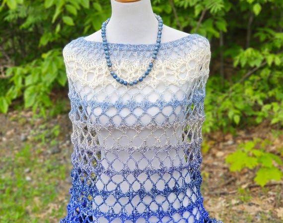 Crochet 70's retro poncho, beach coverup, summer bridesmaid poncho, country wedding accessories, boho chic poncho,