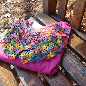 Crochet collar, Peter Pan Collar, lace neckpiece, rainbow crochet collar, crochet necklace, cotton crochet collar, handmade cotton necklace