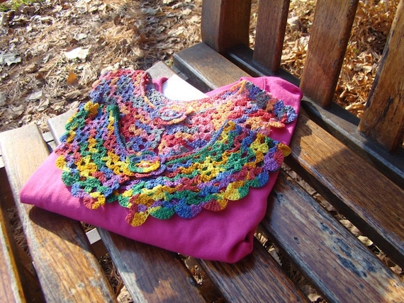Crochet collar, Peter Pan Collar, lace neckpiece, rainbow crochet collar, crochet necklace, cotton crochet collar, handmade cotton necklace