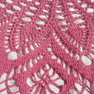 Crochet tablecloth, round tablecloth, handmade dining room table runner, pink tablecloth, crochet doily tablecloth, READY TO SHIP image 3