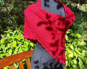 Crochet shawl, red wedding shawl, women's shawl, anniversery gift for her, bridesmaids gift