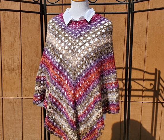 Fall fashion poncho, beach coverup, bridesmaid poncho, country wedding accessories, boho style 70s poncho, READY TO SHIP