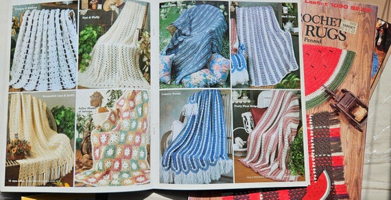 Crochet afghan leaflets, assorted patterns, crochet supplies, unique crochet creations, highly collectable, modern and vintage patterns