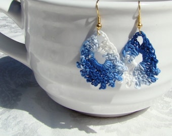 Psychedelic blue crochet earrings