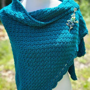 Teal green crochet shawl, mothers day gift, women&#39;s accessories, warm winter wrap, fall shawl wrap, prayer shawl, handmade crochet shawl