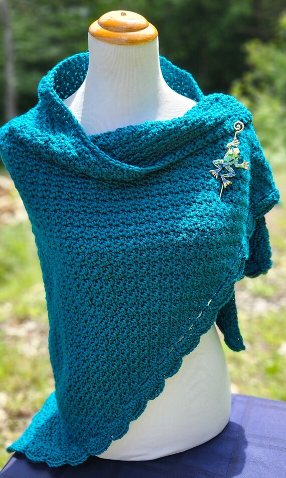 Teal green crochet shawl, mothers day gift, women's accessories, warm winter wrap, fall shawl wrap, prayer shawl, handmade crochet shawl