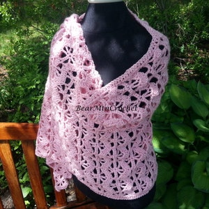 Pink crochet shawl, breast care awareness shawl, handmade crochet shawl, pink shawl, crochet shawl wrap, pink crochet wrap