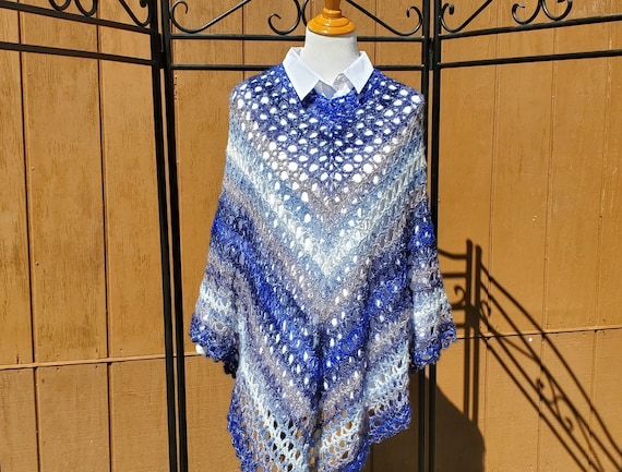 Friday night blues poncho, Boho chic 70's retro poncho, bridesmaid poncho, country wedding accessories, fall fashion, lady sings the blues