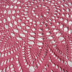 Crochet tablecloth, round tablecloth, handmade dining room table runner, pink tablecloth, crochet doily tablecloth, READY TO SHIP image 5