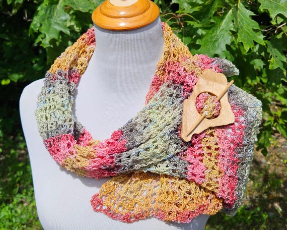 Crochet lace wrap scarf, OOAK, handmade wrap, summer scarf, openwork lace crochet scarf, crochet wrap, back to school fashion, gift for her