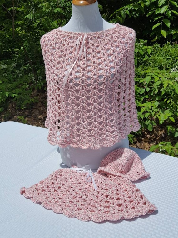 Mother-daughter poncho, pink bohochic crochet poncho, matching pink ponchos, boho style crochet poncho, Mommy and me poncho, READY TO SHIP