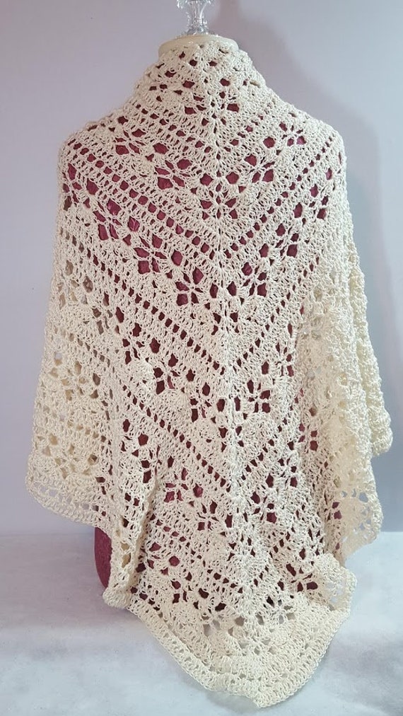 Crochet shawl, bridal accessory, openwork lace shawl, Mothers Day shawl, Victorian lace shawl, beach summer wedding, prom dress wrap, RTS